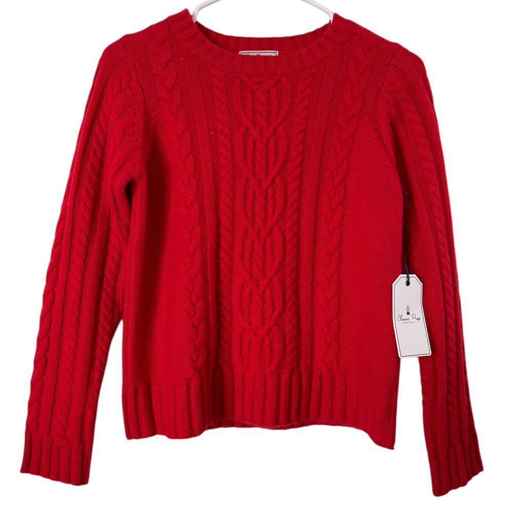 NWT Classic Prep Childrenswear Red Cable Knit Sweater‎ 12